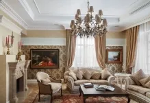 Camera de zi spațioasă în casa mare de design, culoare, familie, proiecte de acasă, o fotografie mare de interior