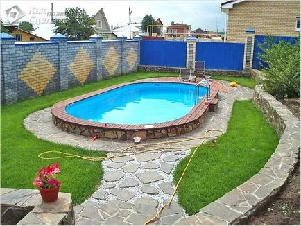 Piscina în țară cu mâinile lor fotografii, diagrame