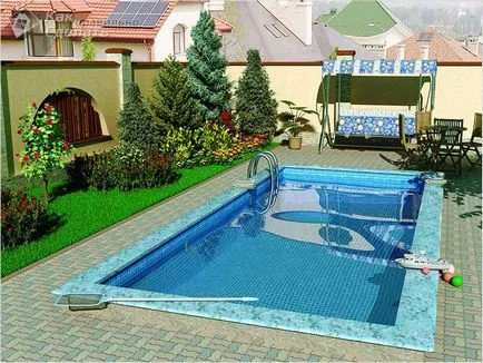 Piscina în țară cu mâinile lor fotografii, diagrame