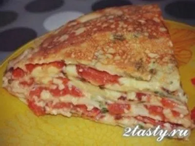 Палачинка торта с домати и гъби рецепта със снимка