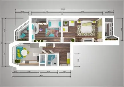 Proiect de design de un singur dormitor apartament P44T „vest“ „maiou“ fotografie aspect dvushki- P44T