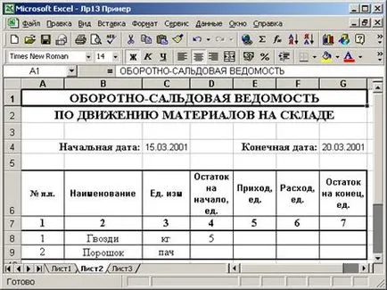 Formation of a hátsó lap azt jelenti, MS Excel