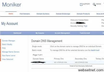 Schimbarea domeniul dns-server