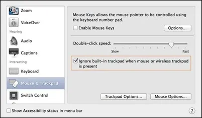 Hogyan tudjuk kapcsolni a trackpad MacBook, amikor az egér van csatlakoztatva - lopakodó beállítások