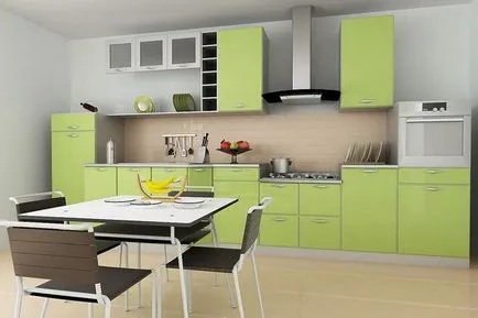 Bucătărie fotografie de culoare fistic de design interior, fațade colorate fistic pereți, cu care se combină