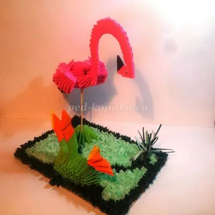 origami modular flamingo roz