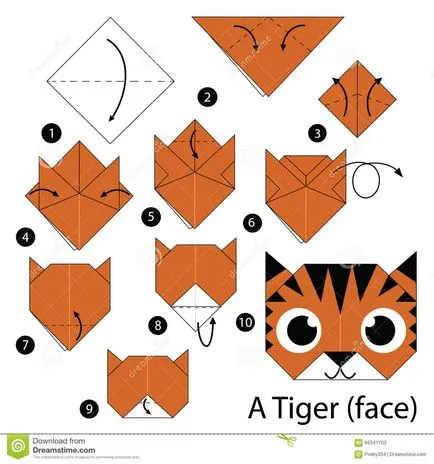 Origami papír, hogyan lehet egy tigris