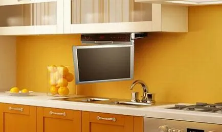 TV în opțiunile de cazare bucătărie, idei, fotografii