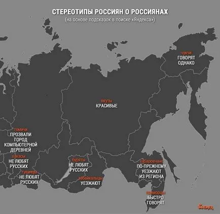 Защо московчани зло, Рязан kosopuzye и - якутите красива йод - прави карта на стереотипите
