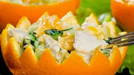 Salata de pui cu portocale si castraveti