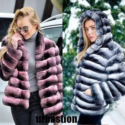 Чинчила кожено палто женски модели зима 2017-2018 година снимка