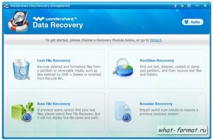 Wondershare Data Recovery - áttekintést fájl helyreállítási program, méret