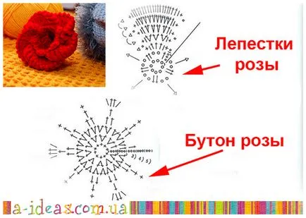 scheme de flori cu o descriere crochet și ateliere de lucru