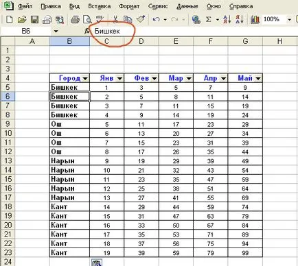 Se umple celulele goale din lista Excel