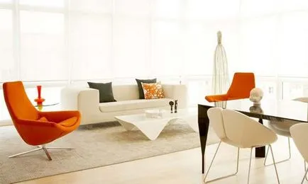 15. Ötletek narancs és fehér nappali