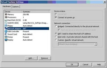 Telepítse a hálózati támogatás, kimeneti beállításokat a hálózatra - beállítás linux virtuális hálózati