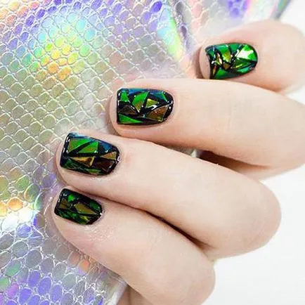 Nail design a fóliát a gél lakk fotó újdonságok