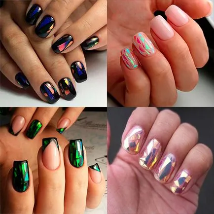 Nail design a fóliát a gél lakk fotó újdonságok