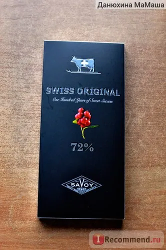 Ciocolata amara elvetiana original, 72% cu bucăți de afine - „ciocolata nu a fost elvețian, dar