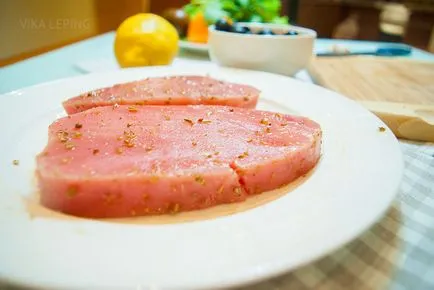 перфектна пържола от риба тон със зеленчуци, рецепта със снимки и видео