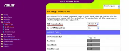 Инструкции за конфигуриране на рутер ASUS WL-520 GC