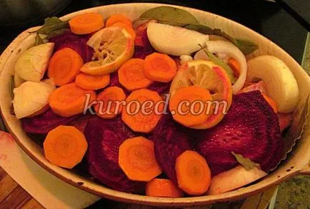 Рецепти, сьомга във фурната със зеленчуци, задушени или печени