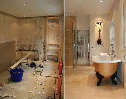 Befejezi fürdőszoba (fotó) a különböző anyagokat a falak, padlók, mennyezetek