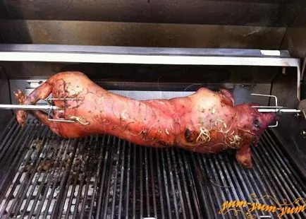 Как да се готви свинско печено прасе сукалче на шиш - снимката рецепта