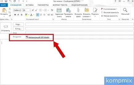 Cum de a crea un e-mail și atașați fișierul în Outlook 2013