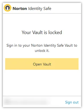 Отваряне на свод от сейфа на лентата с инструменти на Norton идентичност