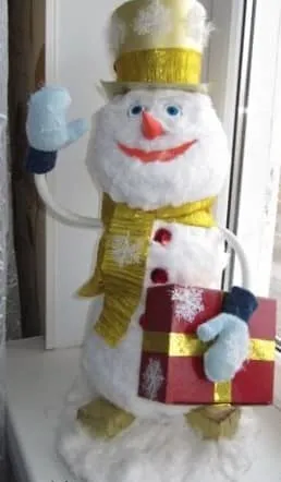 Snowman realizate din papier-mache cu mâinile lor, cum să facă o clasă de master, tehnica de bumbac pastă de hârtie maleabilă