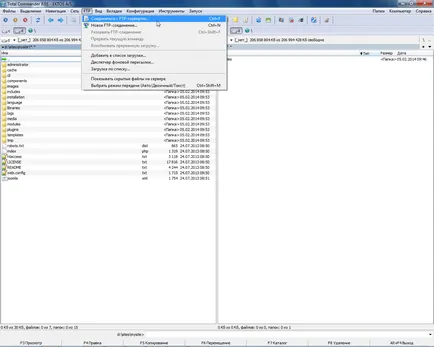 Изсипете сайта чрез FTP Total Commander, Bitte