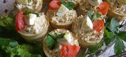 Tartlets töltött - receptek kaviár, julienne a tortácska és egyéb