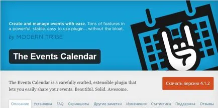 Wordpress plugin, naptári eseményeket