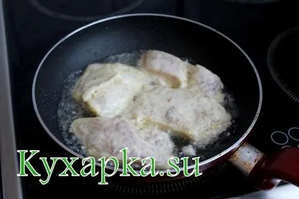 Fry tésztában tőkehal filé tál otthon egy fotót a recept lépések