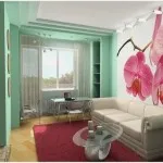 camera de zi design interior într-un apartament cu cinci etaje in casa panou, o sală de proiect cu bucătărie