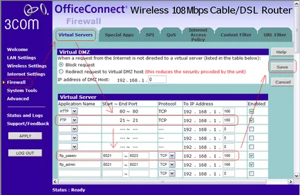 Ifrukt setare ftp-server atunci când se utilizează un router