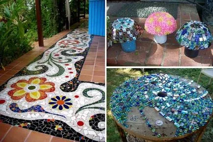 Érdekes ötletek a kertben 27 kerti mozaik projektek