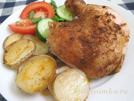 Пилешки печени с картофи в микровълнова фурна