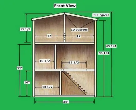 casă de păpuși cu propriile sale mâini realizate din placaj - Instrucțiuni și diagrame cu dimensiuni