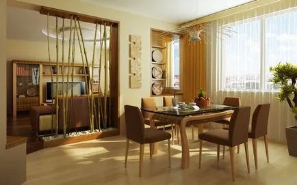 Bamboo a belső, tapéta, csempe, függöny, bútor és egyéb dekorációval lakások