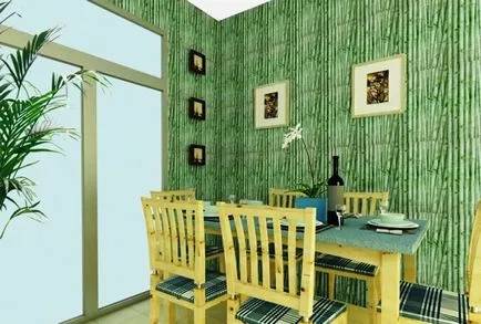 Bamboo тапет в интериора на кухнята - лукс не е достъпна за всички (15 снимки)
