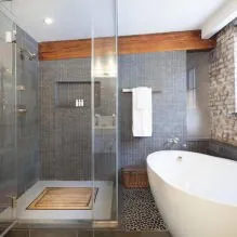 Fürdőszoba tervezés szürke csempe szoba stílusok kombinációja bútorok
