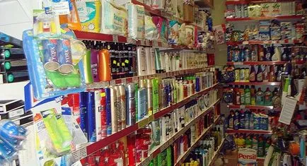 Üzleti háztartási vegyszerek áruház terv helyiségek, berendezések, személyzet, reklám, választék