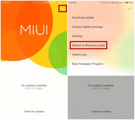 Фърмуерът Устройство Xiaomi чрез режим на възстановяване (възстановяване)