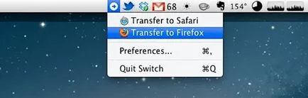 Switch elküldi az összes lapok és ablakok más böngészőkben Mac OS X, prostomac