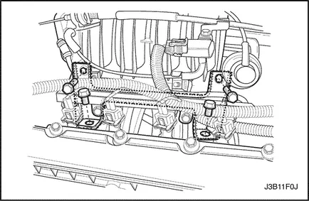 feroviar de combustibil și injectoare - demontarea și montarea Chevrolet Lacetti chevrole lachetti (Daewoo dzhenra)