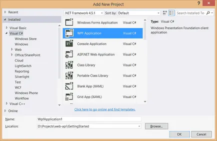 Visual Studio, soluție fereastră Explorer