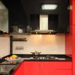 Belsőépítészet vörös és fehér konyha, konyha belső