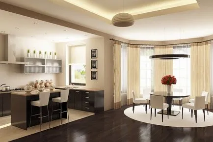 Cameră de design living sufragerie bucatarie sala de mese interior, studio de bucătărie, combinat cu o sală de mese, living